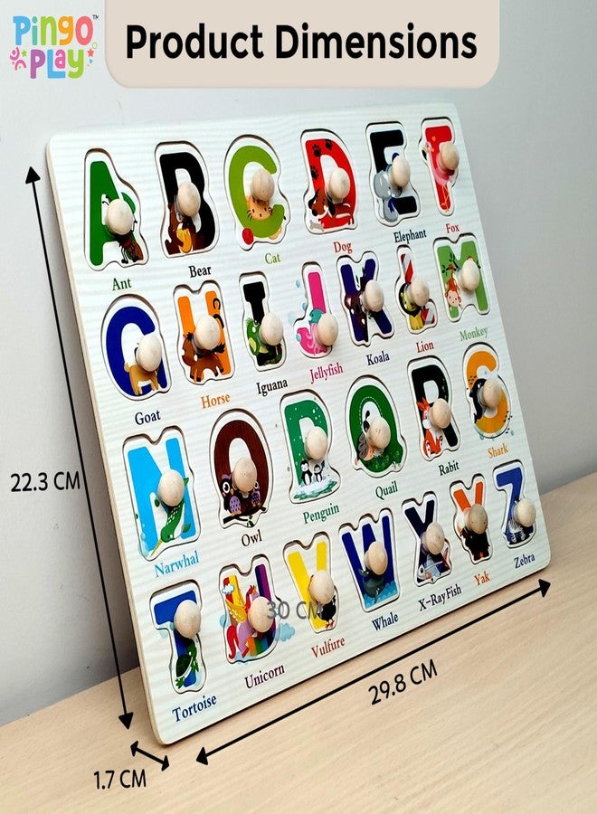Pingo Play Wooden Alphabet Knob Puzzle Board with Whiteboard Back | Montessori A-Z Learning Toy for Toddlers | 2-in-1 Puzzle & Writing Board, Fine Motor Skills, Early Education Toy for Kids 2-6 Years - Image 5